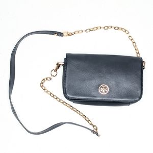 Tory Burch Black Leather Chain Strap Crossbody Bag